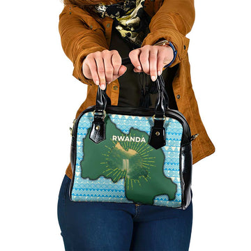 Rwanda Shoulder Handbag with Green Nature Map Waterfall Sunburst Spirit TS04