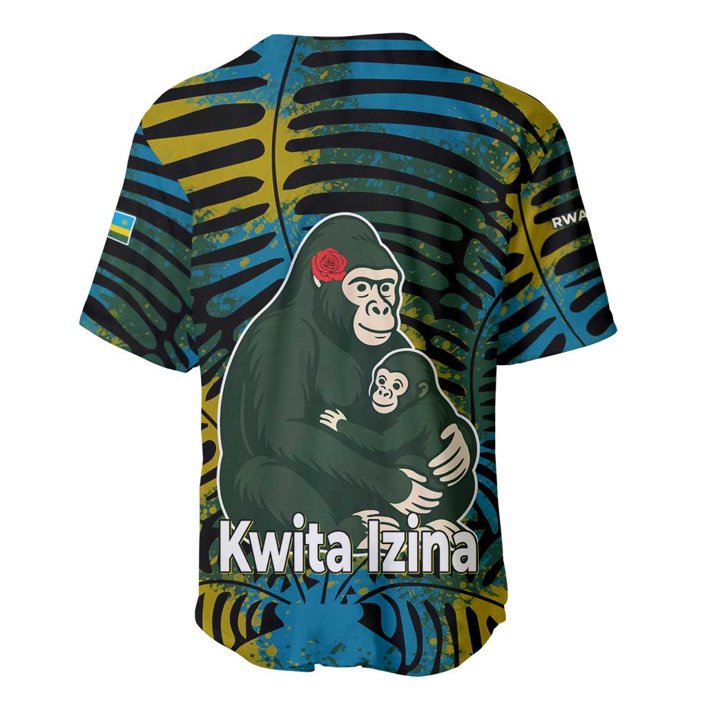 Rwanda Baseball Jersey with Gorilla Family Kwita Izina Leaf Jungle Spirit TS04