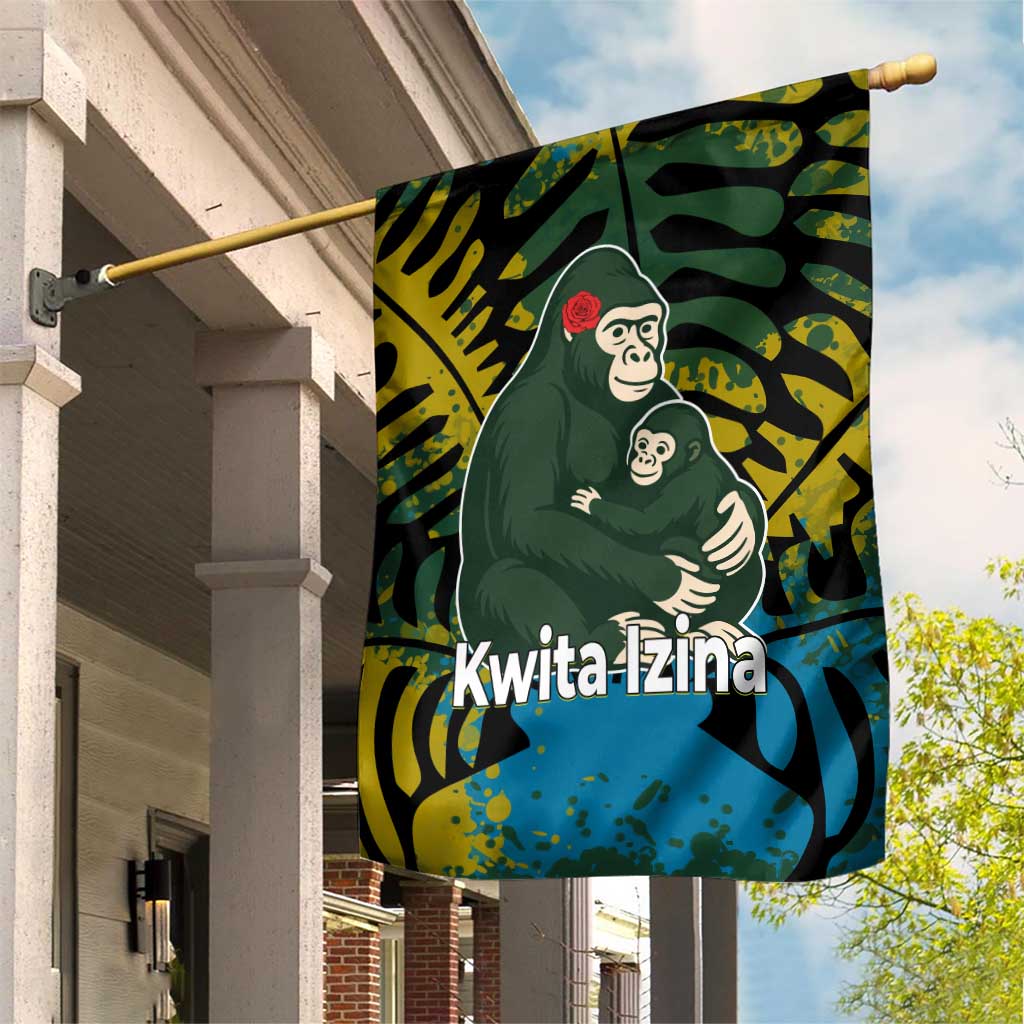 Rwanda Garden Flag with Gorilla Family Kwita Izina Leaf Jungle Spirit TS04