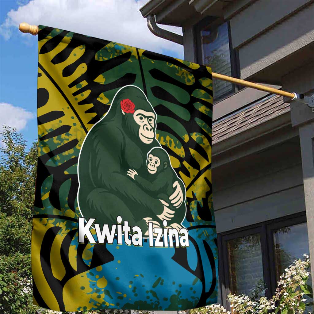 Rwanda Garden Flag with Gorilla Family Kwita Izina Leaf Jungle Spirit TS04