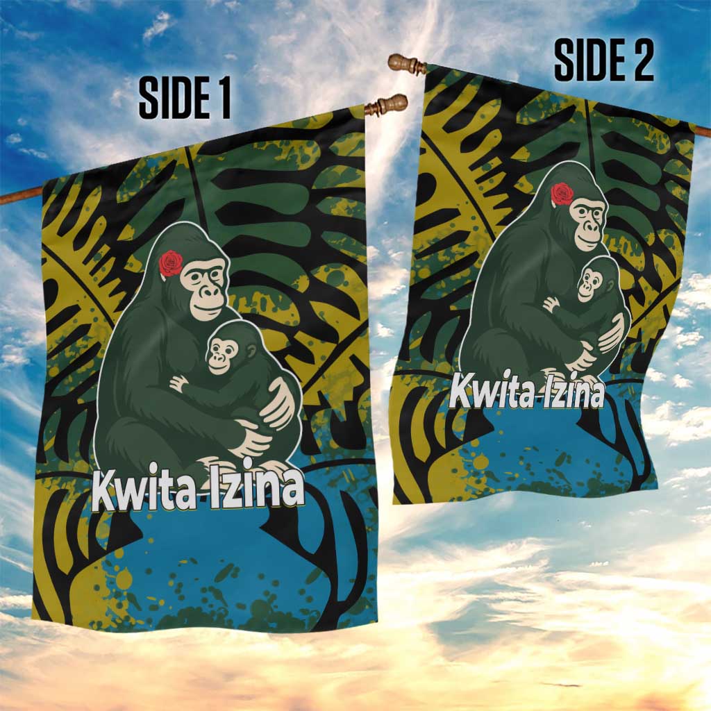 Rwanda Garden Flag with Gorilla Family Kwita Izina Leaf Jungle Spirit TS04