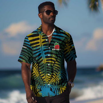 Rwanda Hawaiian Shirt with Gorilla Family Kwita Izina Leaf Jungle Spirit TS04