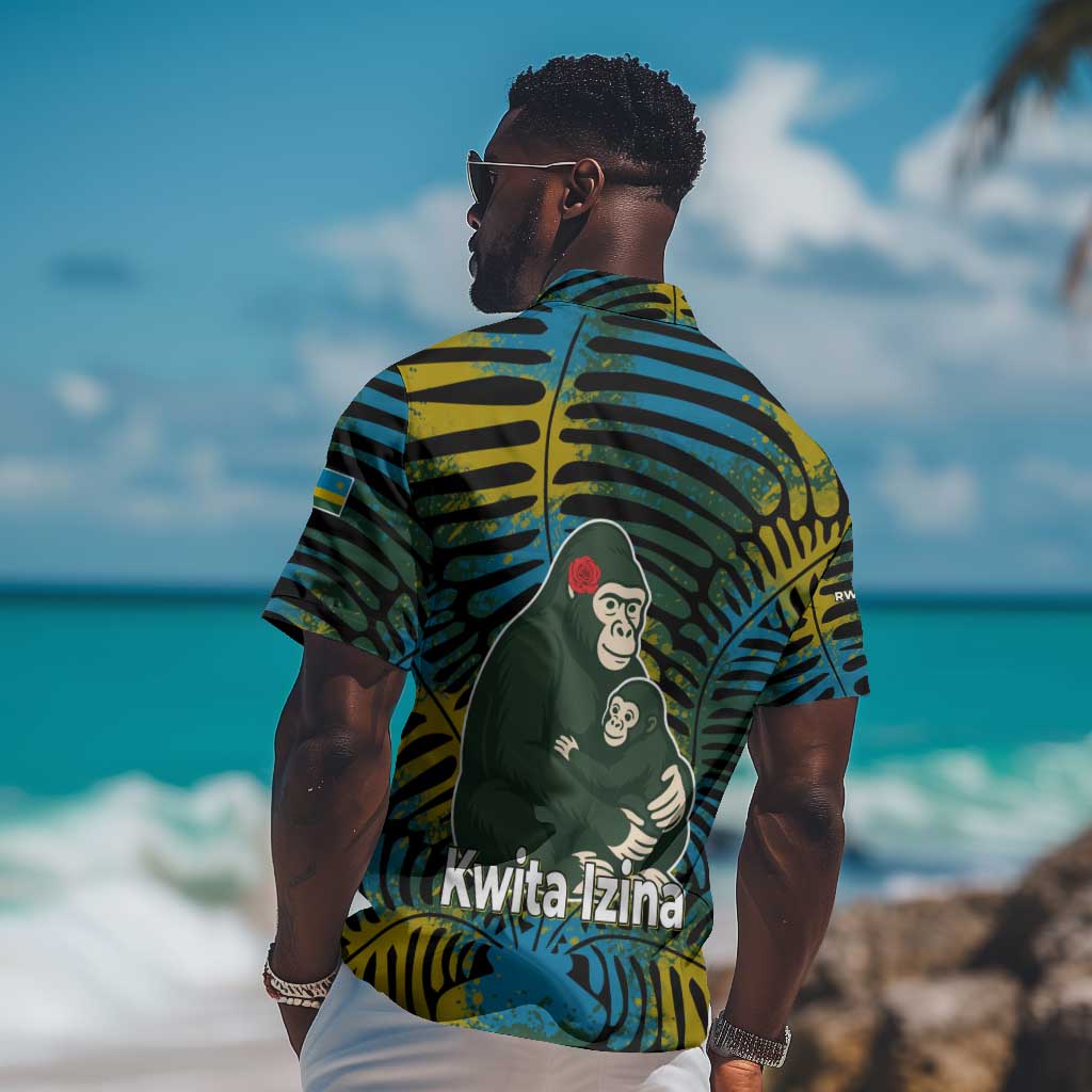 Rwanda Hawaiian Shirt with Gorilla Family Kwita Izina Leaf Jungle Spirit TS04