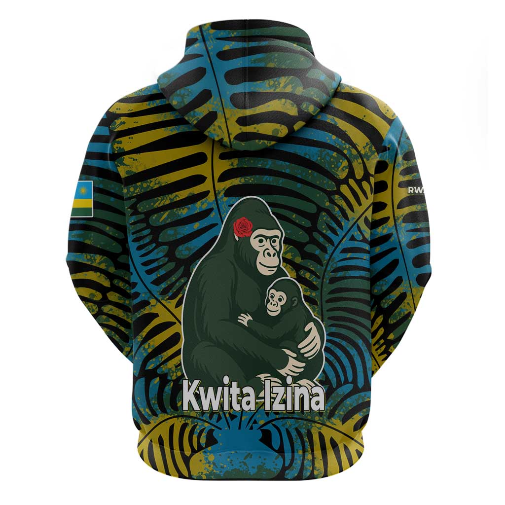 Rwanda Hoodie with Gorilla Family Kwita Izina Leaf Jungle Spirit TS04