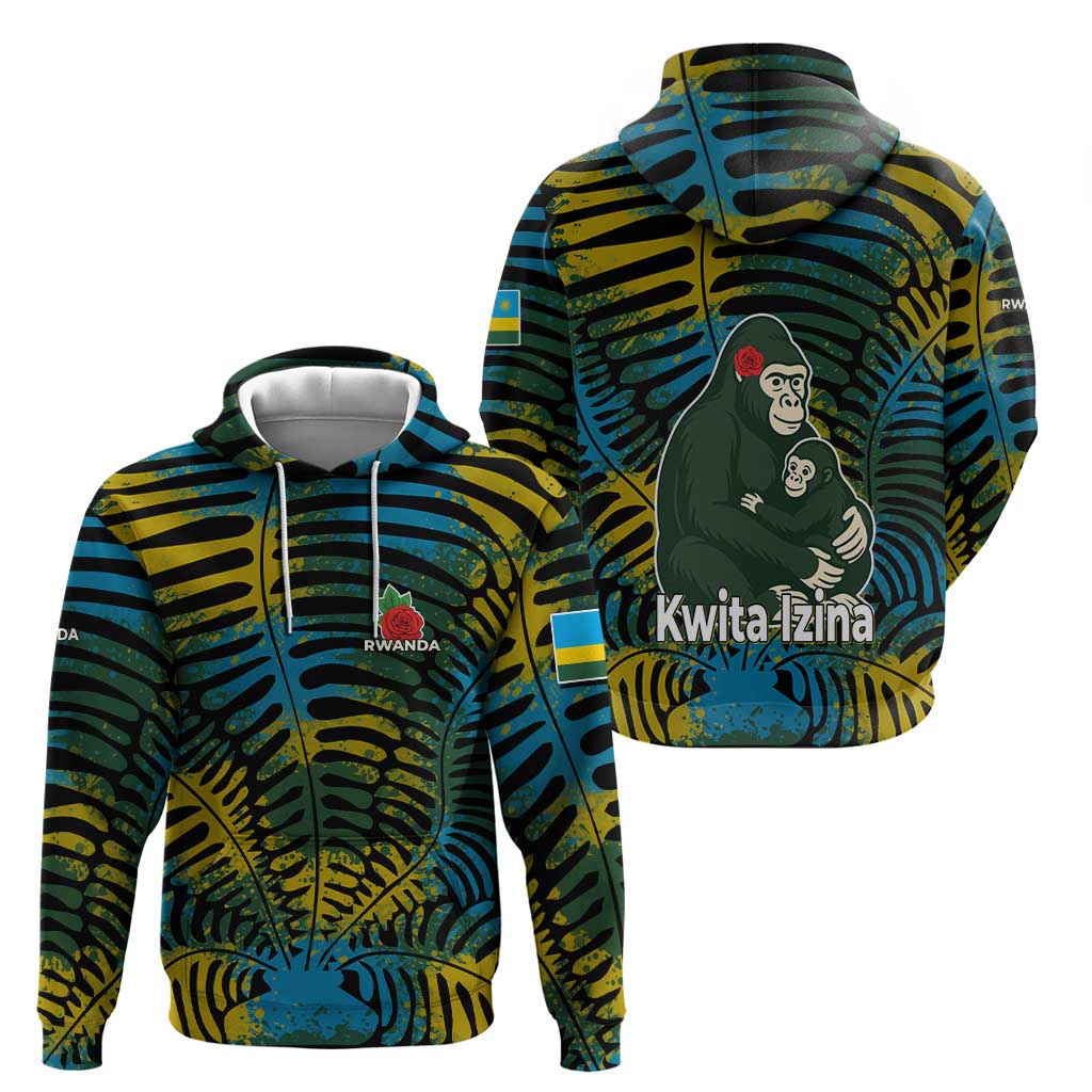 Rwanda Hoodie with Gorilla Family Kwita Izina Leaf Jungle Spirit TS04