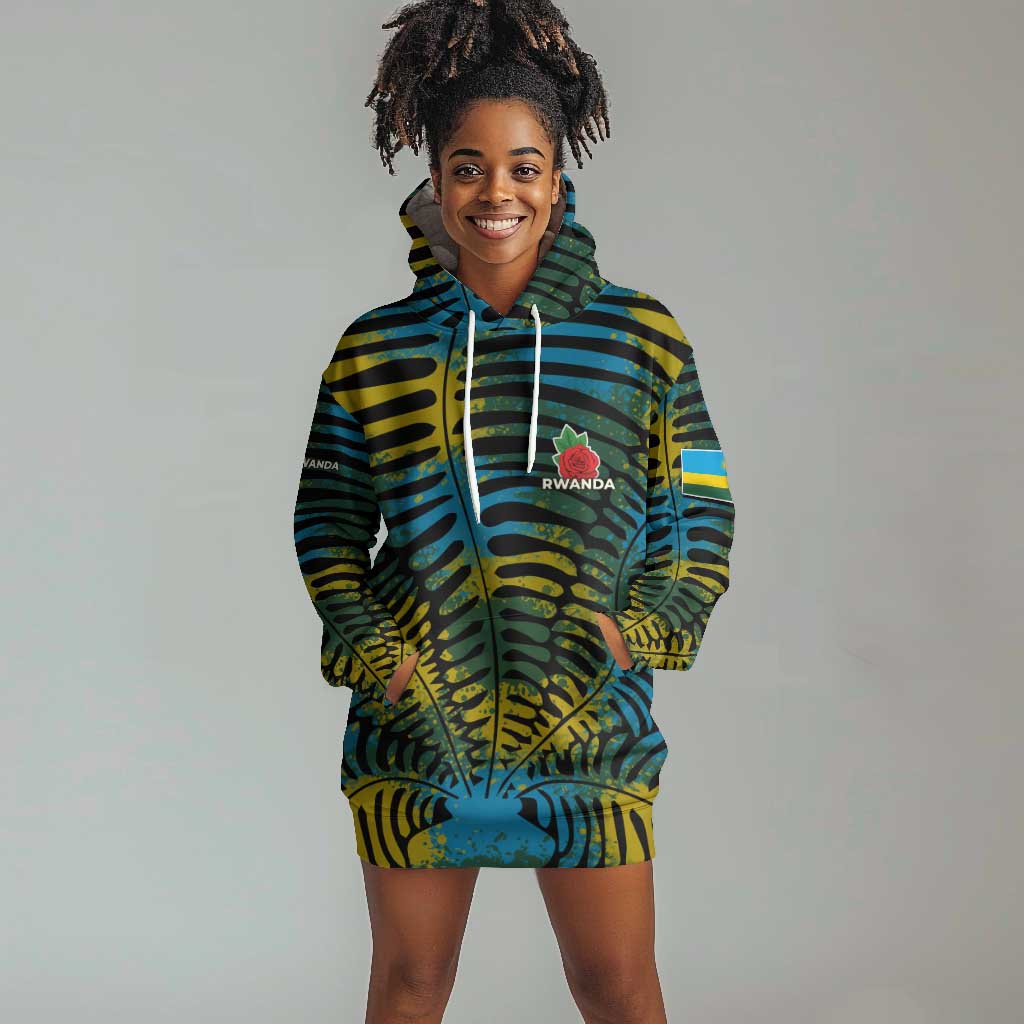 Rwanda Hoodie Dress with Gorilla Family Kwita Izina Leaf Jungle Spirit TS04