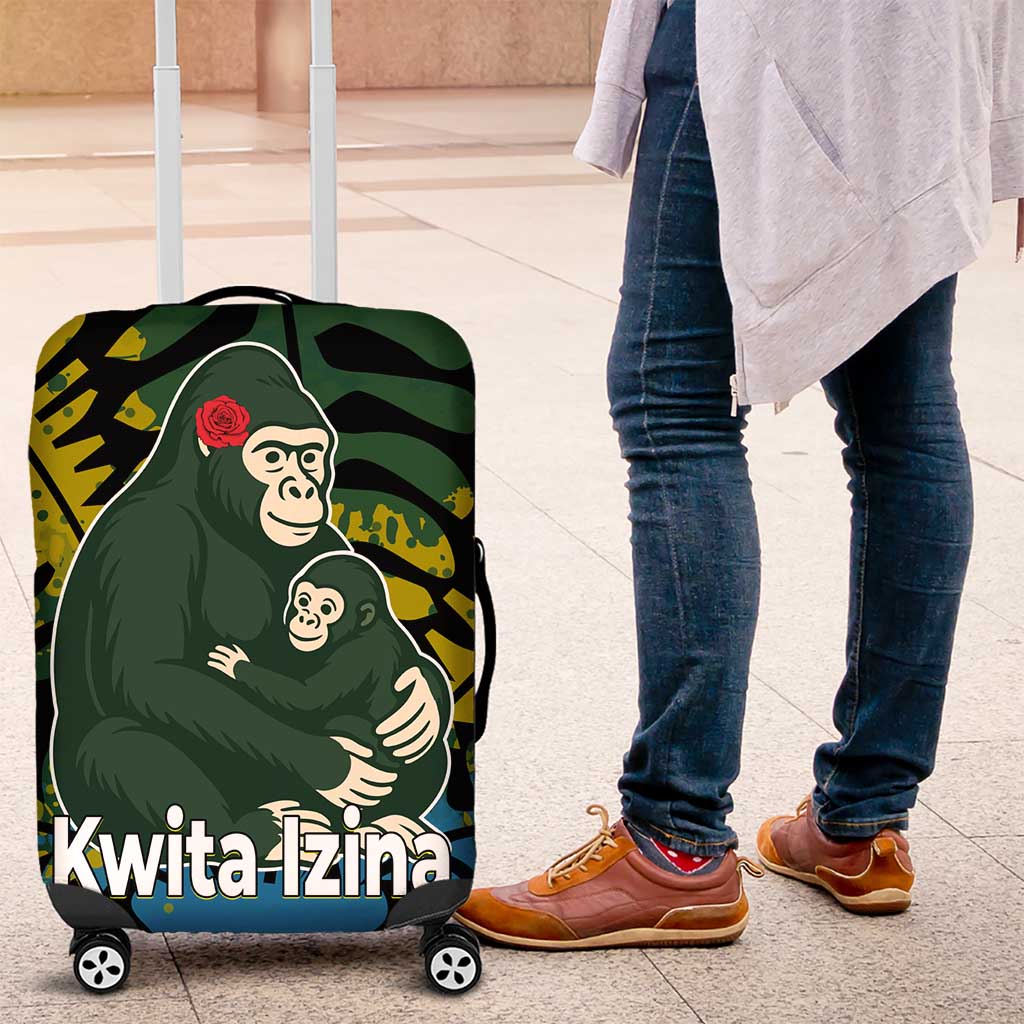 Rwanda Luggage Cover with Gorilla Family Kwita Izina Leaf Jungle Spirit TS04