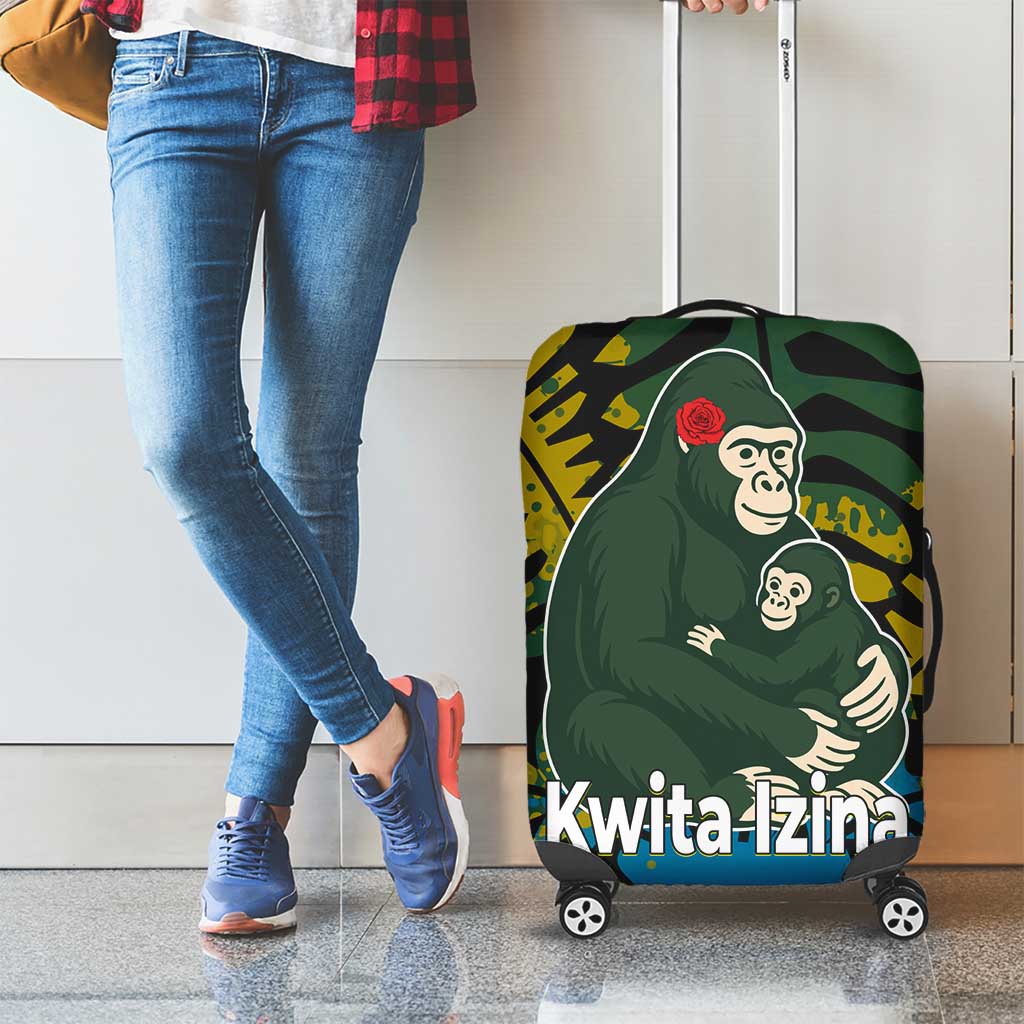 Rwanda Luggage Cover with Gorilla Family Kwita Izina Leaf Jungle Spirit TS04