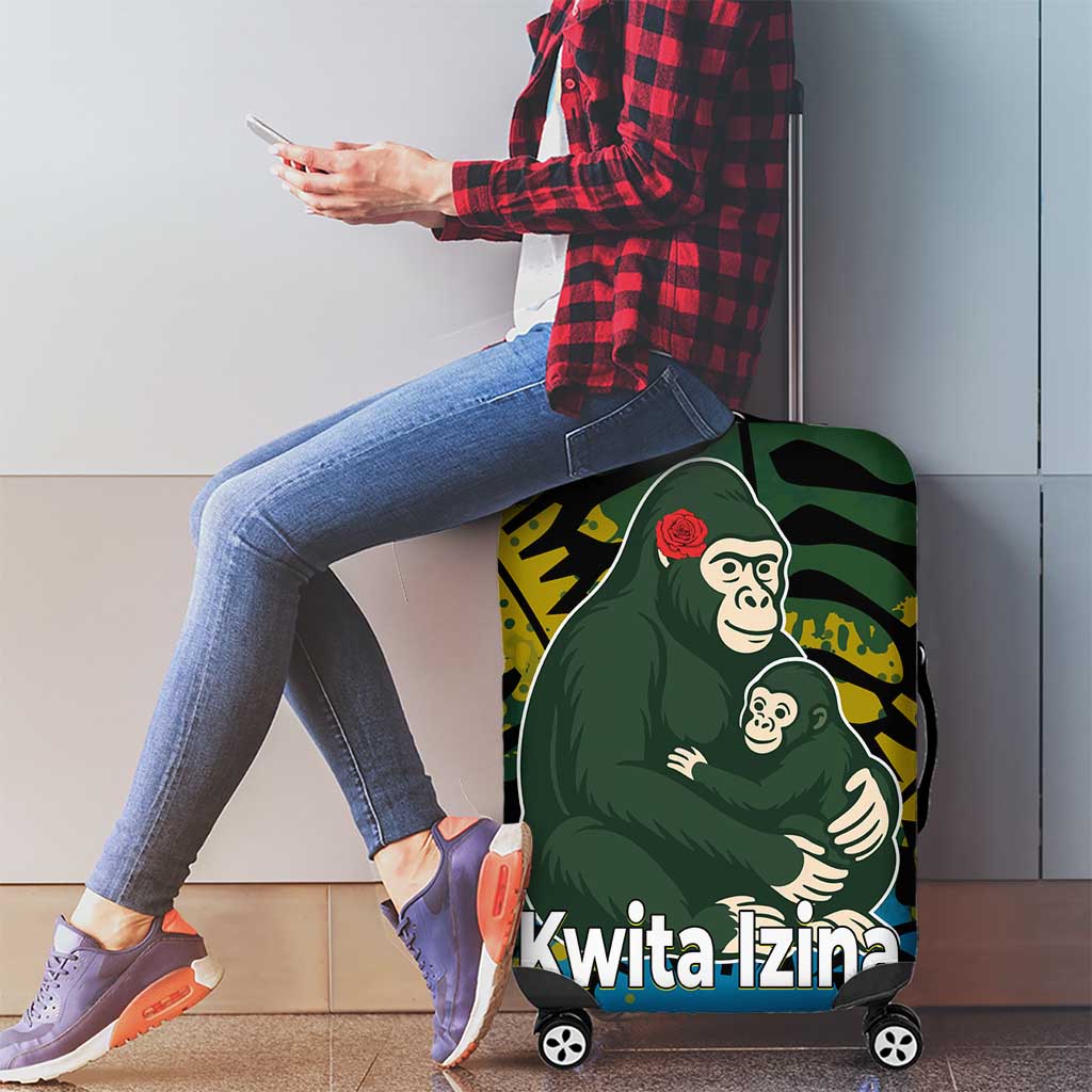Rwanda Luggage Cover with Gorilla Family Kwita Izina Leaf Jungle Spirit TS04