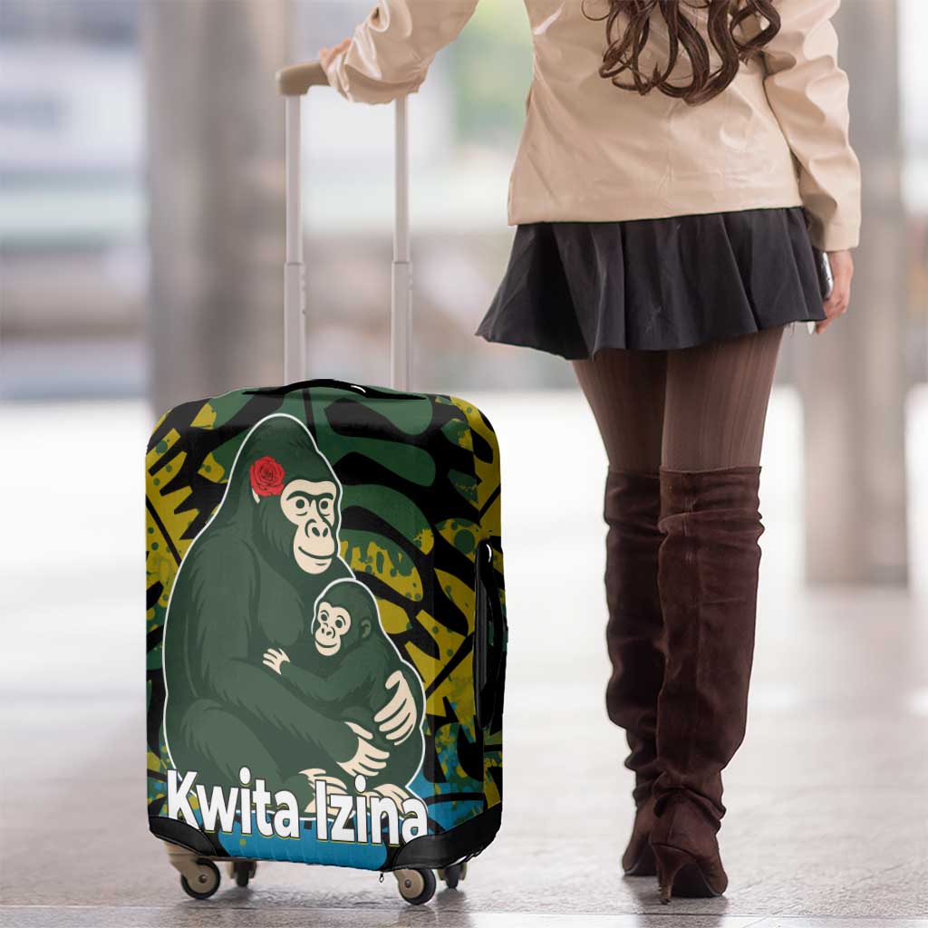 Rwanda Luggage Cover with Gorilla Family Kwita Izina Leaf Jungle Spirit TS04