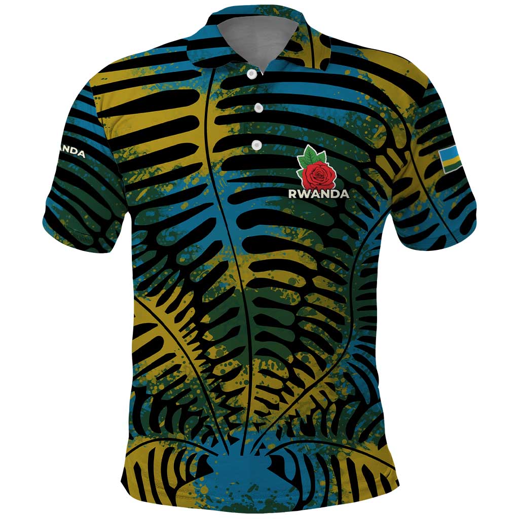 Rwanda Polo Shirt with Gorilla Family Kwita Izina Leaf Jungle Spirit TS04