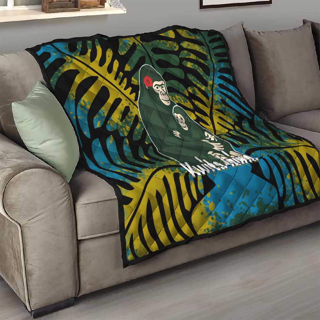 Rwanda Quilt with Gorilla Family Kwita Izina Leaf Jungle Spirit TS04