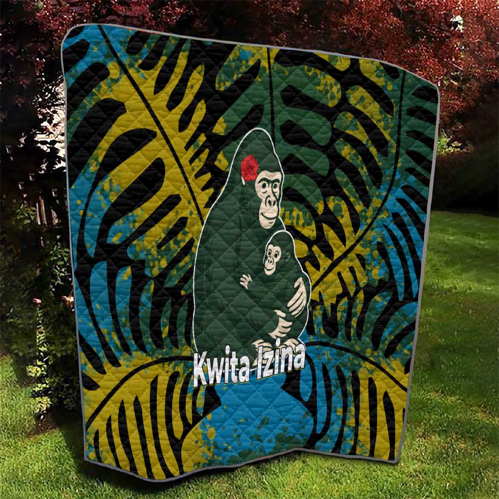 Rwanda Quilt with Gorilla Family Kwita Izina Leaf Jungle Spirit TS04