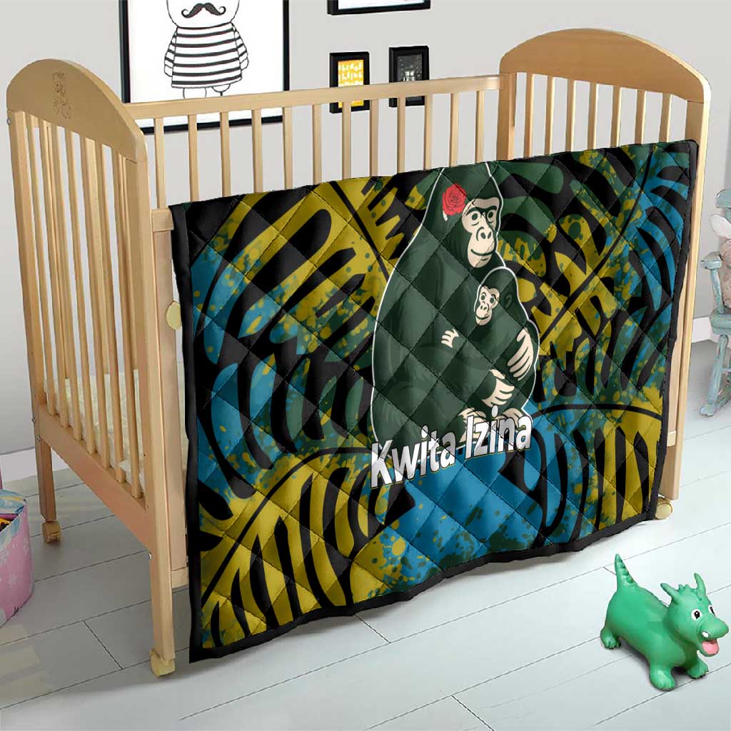 Rwanda Quilt with Gorilla Family Kwita Izina Leaf Jungle Spirit TS04