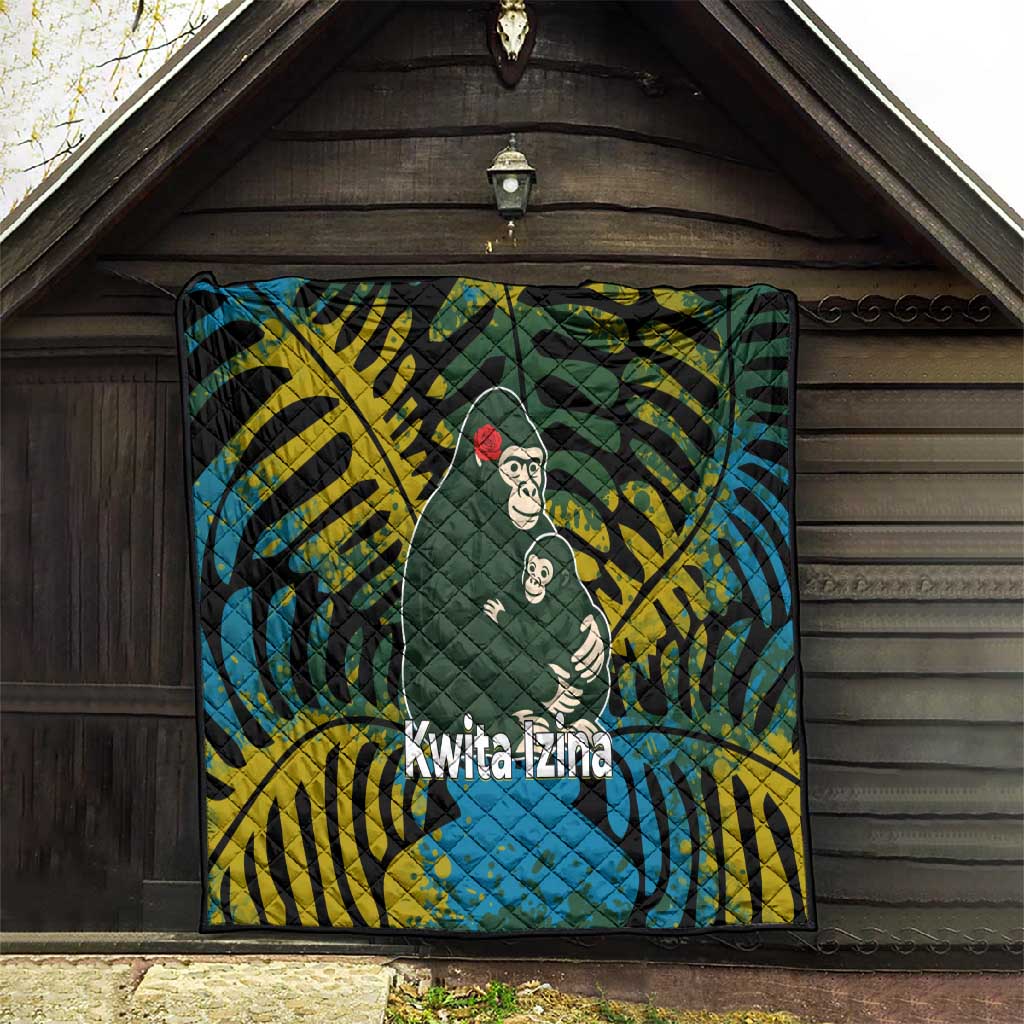 Rwanda Quilt with Gorilla Family Kwita Izina Leaf Jungle Spirit TS04