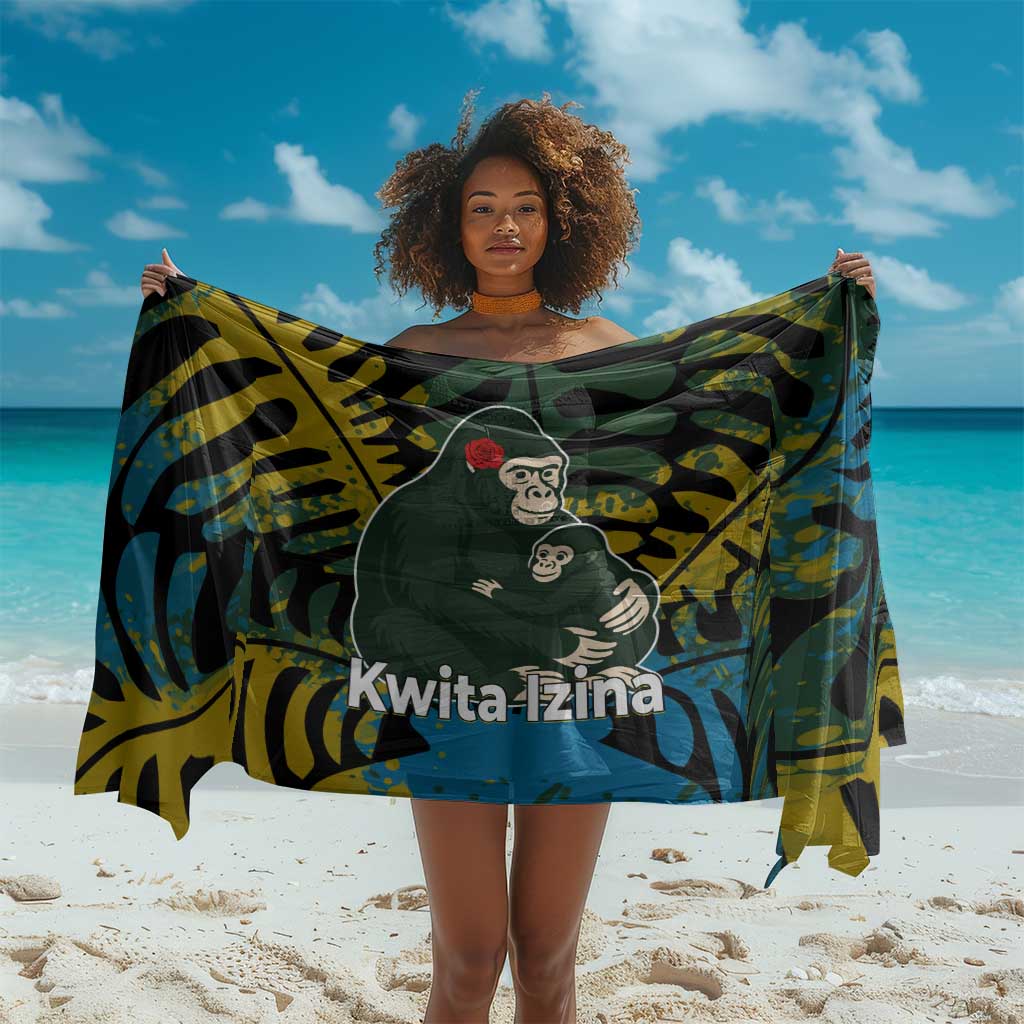 Rwanda Sarong with Gorilla Family Kwita Izina Leaf Jungle Spirit TS04