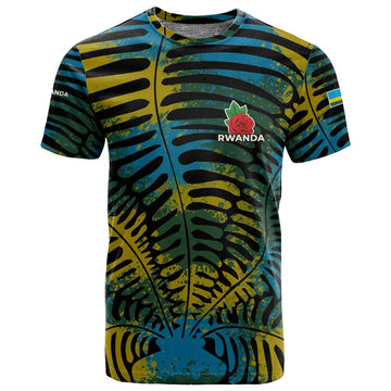 Rwanda T shirt with Gorilla Family Kwita Izina Leaf Jungle Spirit TS04