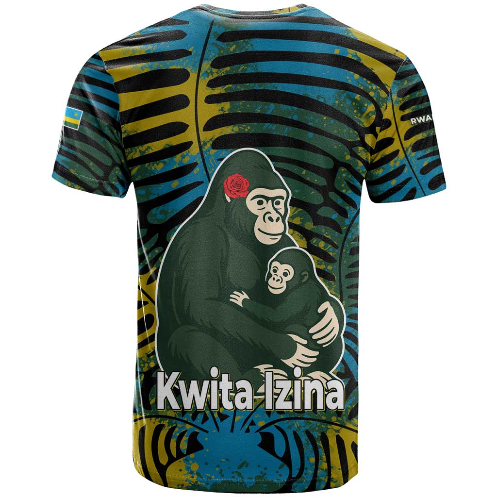 Rwanda T shirt with Gorilla Family Kwita Izina Leaf Jungle Spirit TS04