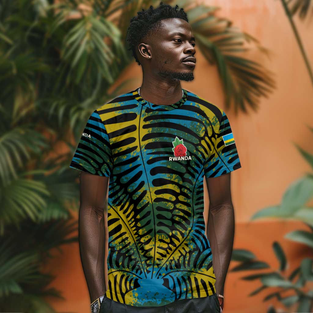 Rwanda T shirt with Gorilla Family Kwita Izina Leaf Jungle Spirit TS04