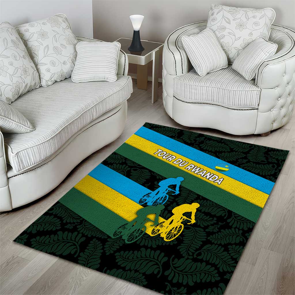 Rwanda Area Rug with Tour du Rwanda Cycling Race Flag Stripe Spirit TS04