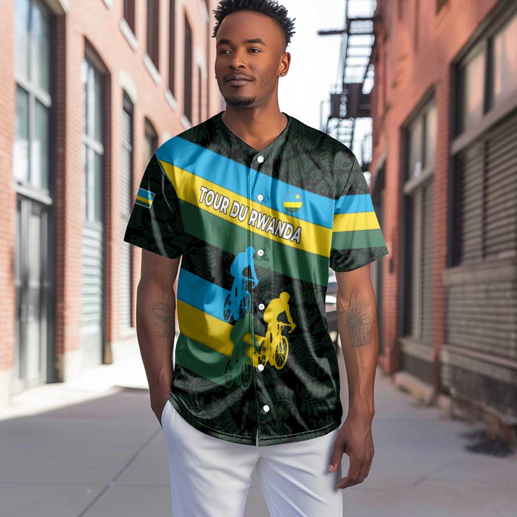 Rwanda Baseball Jersey with Tour du Rwanda Cycling Race Flag Stripe Spirit TS04