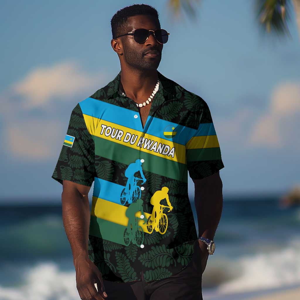 Rwanda Hawaiian Shirt with Tour du Rwanda Cycling Race Flag Stripe Spirit TS04