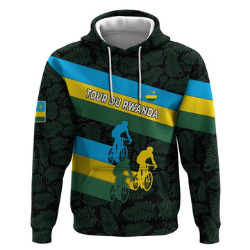 Rwanda Hoodie with Tour du Rwanda Cycling Race Flag Stripe Spirit TS04