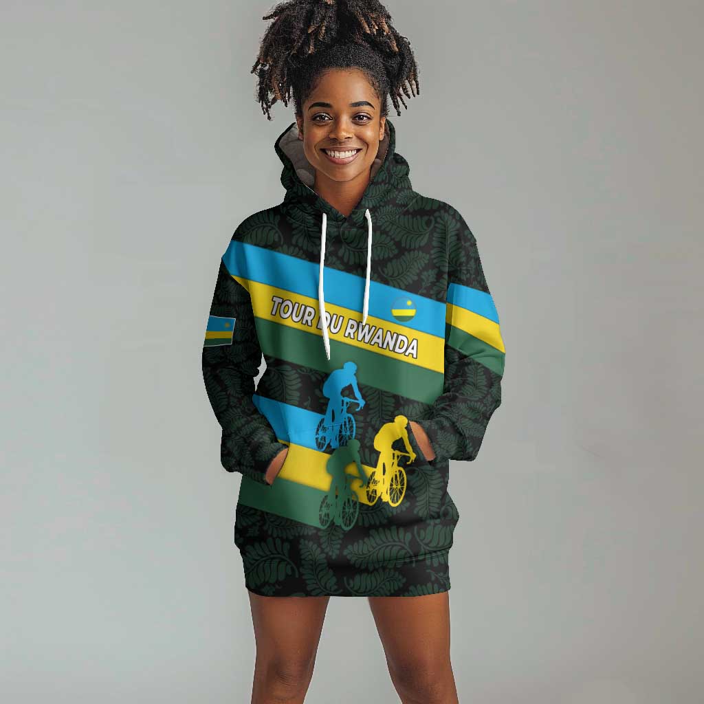 Rwanda Hoodie Dress with Tour du Rwanda Cycling Race Flag Stripe Spirit TS04