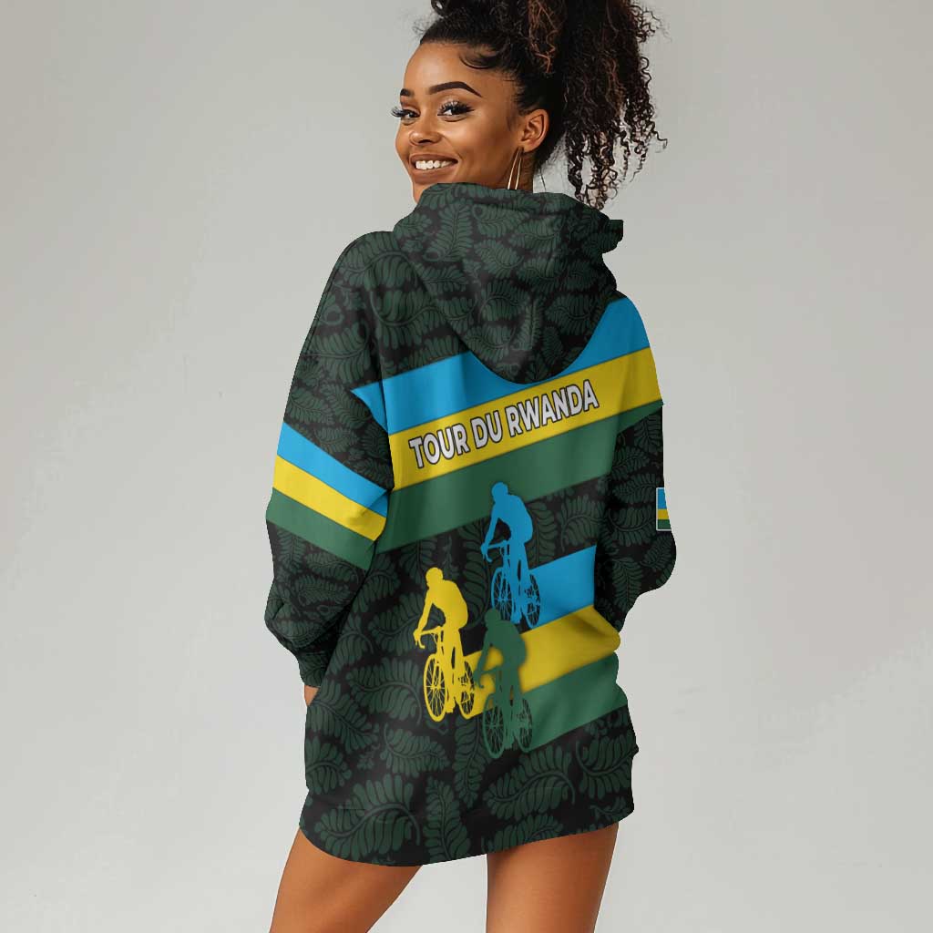 Rwanda Hoodie Dress with Tour du Rwanda Cycling Race Flag Stripe Spirit TS04