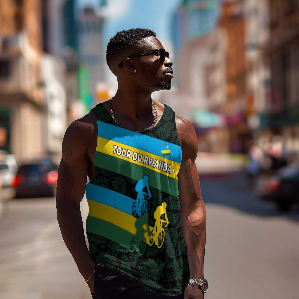 Rwanda Men Tank Top with Tour du Rwanda Cycling Race Flag Stripe Spirit TS04