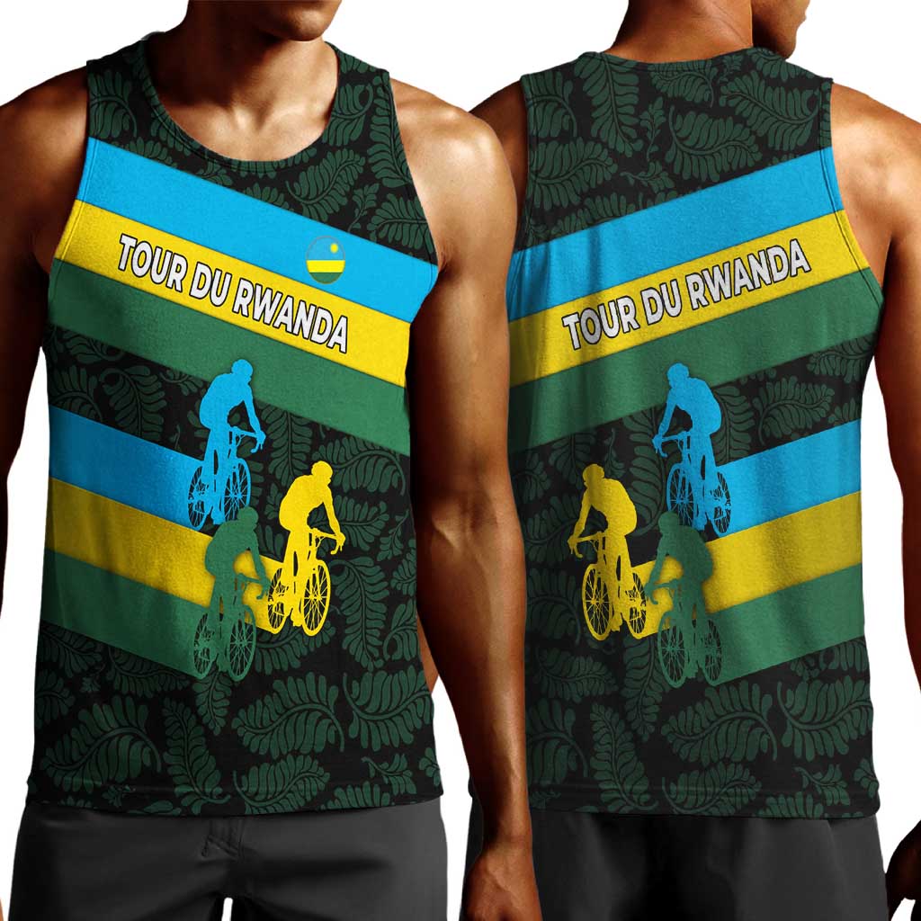 Rwanda Men Tank Top with Tour du Rwanda Cycling Race Flag Stripe Spirit TS04
