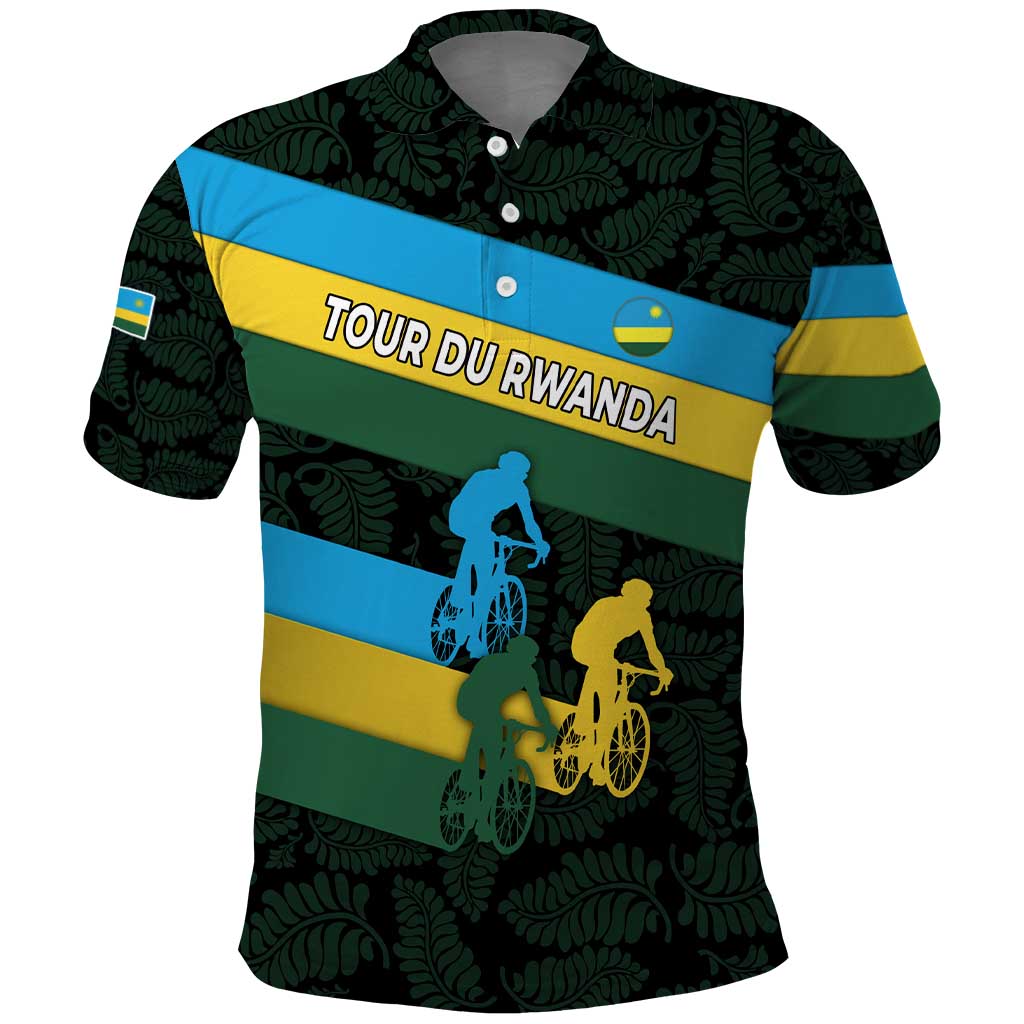 Rwanda Polo Shirt with Tour du Rwanda Cycling Race Flag Stripe Spirit TS04