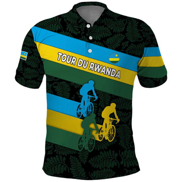 Rwanda Polo Shirt with Tour du Rwanda Cycling Race Flag Stripe Spirit TS04