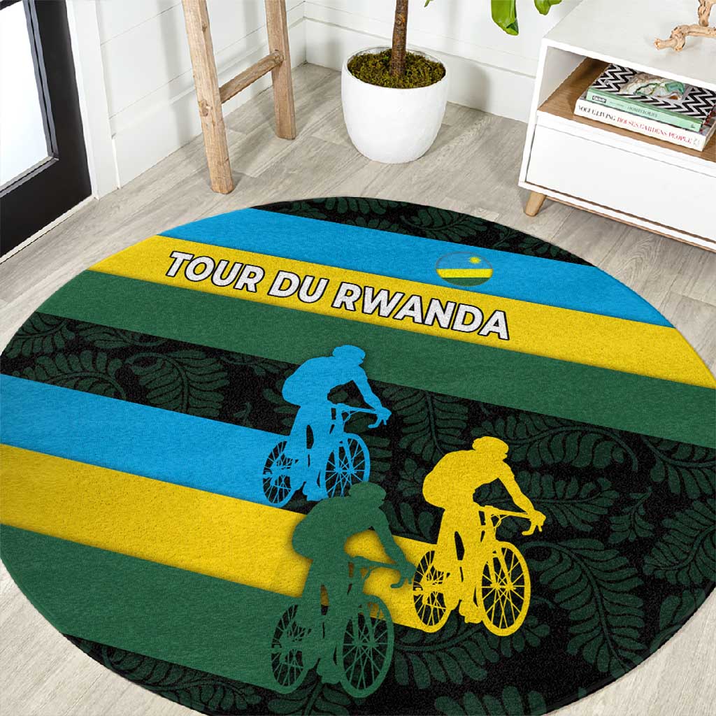 Rwanda Round Carpet with Tour du Rwanda Cycling Race Flag Stripe Spirit TS04