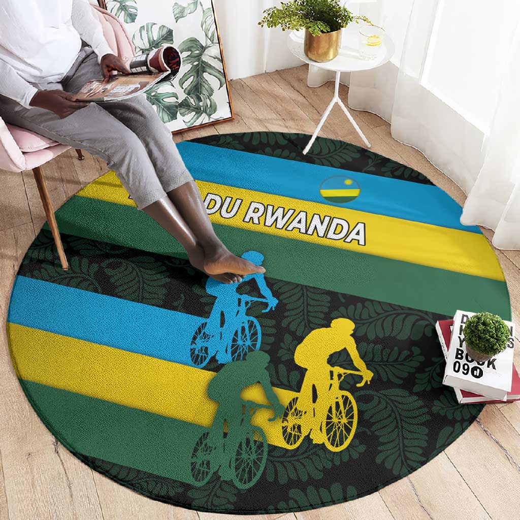 Rwanda Round Carpet with Tour du Rwanda Cycling Race Flag Stripe Spirit TS04