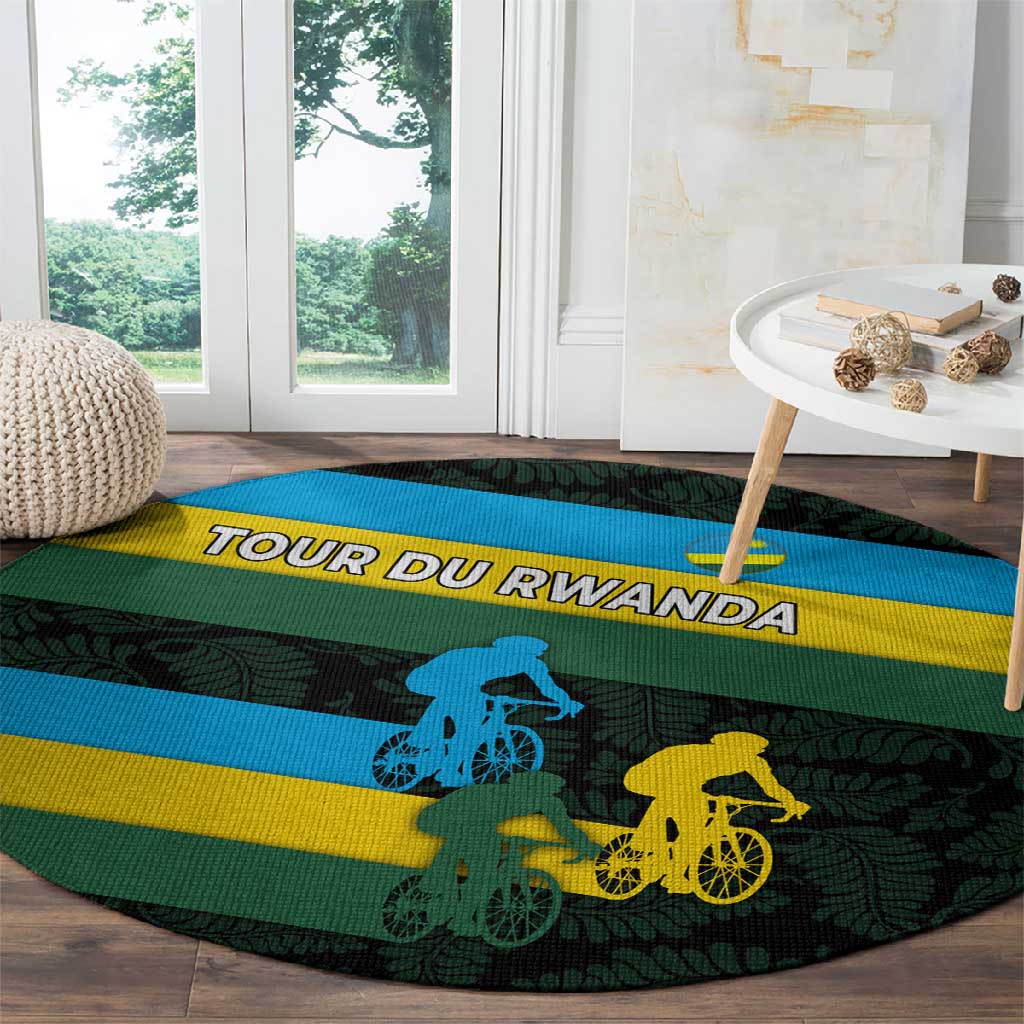 Rwanda Round Carpet with Tour du Rwanda Cycling Race Flag Stripe Spirit TS04