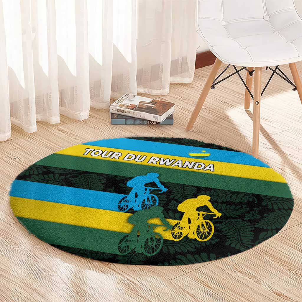 Rwanda Round Carpet with Tour du Rwanda Cycling Race Flag Stripe Spirit TS04