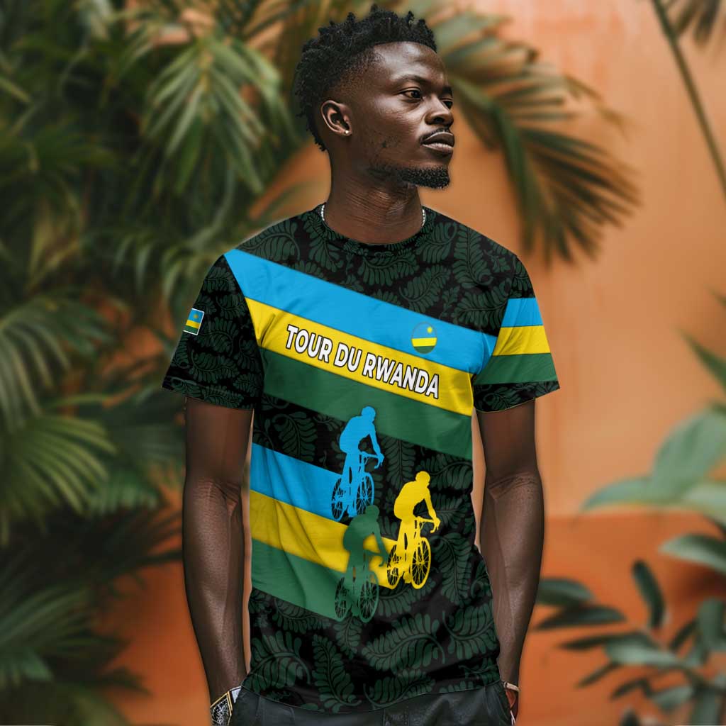 Rwanda T shirt with Tour du Rwanda Cycling Race Flag Stripe Spirit TS04