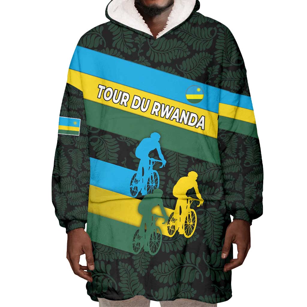 Rwanda Wearable Blanket Hoodie with Tour du Rwanda Cycling Race Flag Stripe Spirit TS04