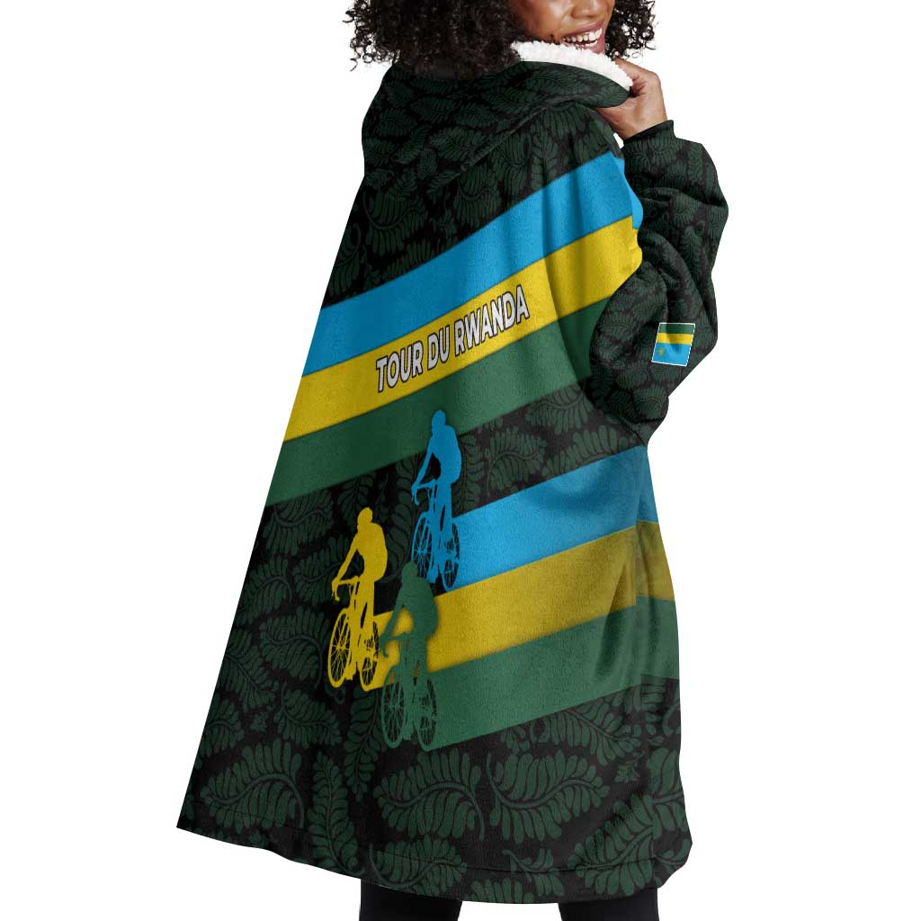 Rwanda Wearable Blanket Hoodie with Tour du Rwanda Cycling Race Flag Stripe Spirit TS04