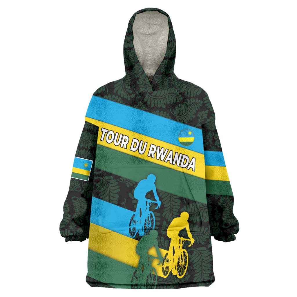 Rwanda Wearable Blanket Hoodie with Tour du Rwanda Cycling Race Flag Stripe Spirit TS04