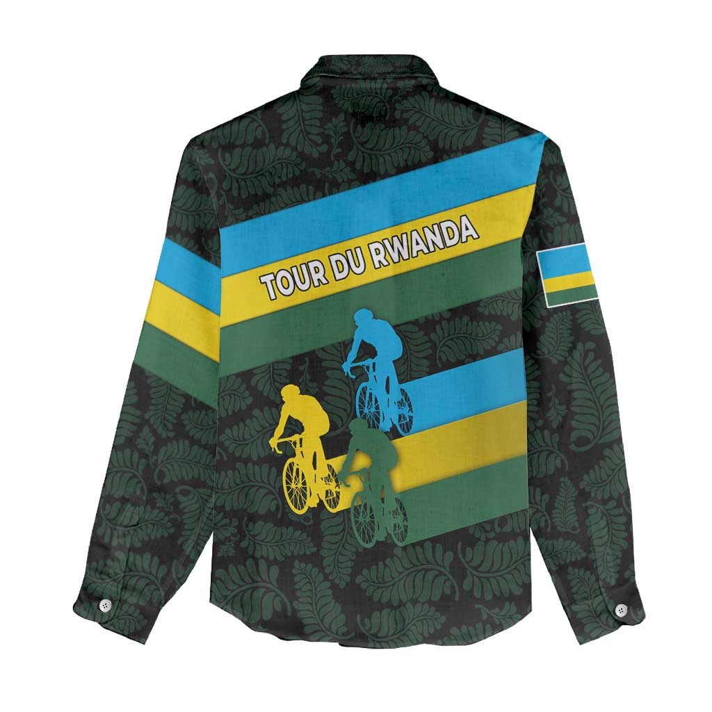 Rwanda Women Casual Shirt with Tour du Rwanda Cycling Race Flag Stripe Spirit TS04