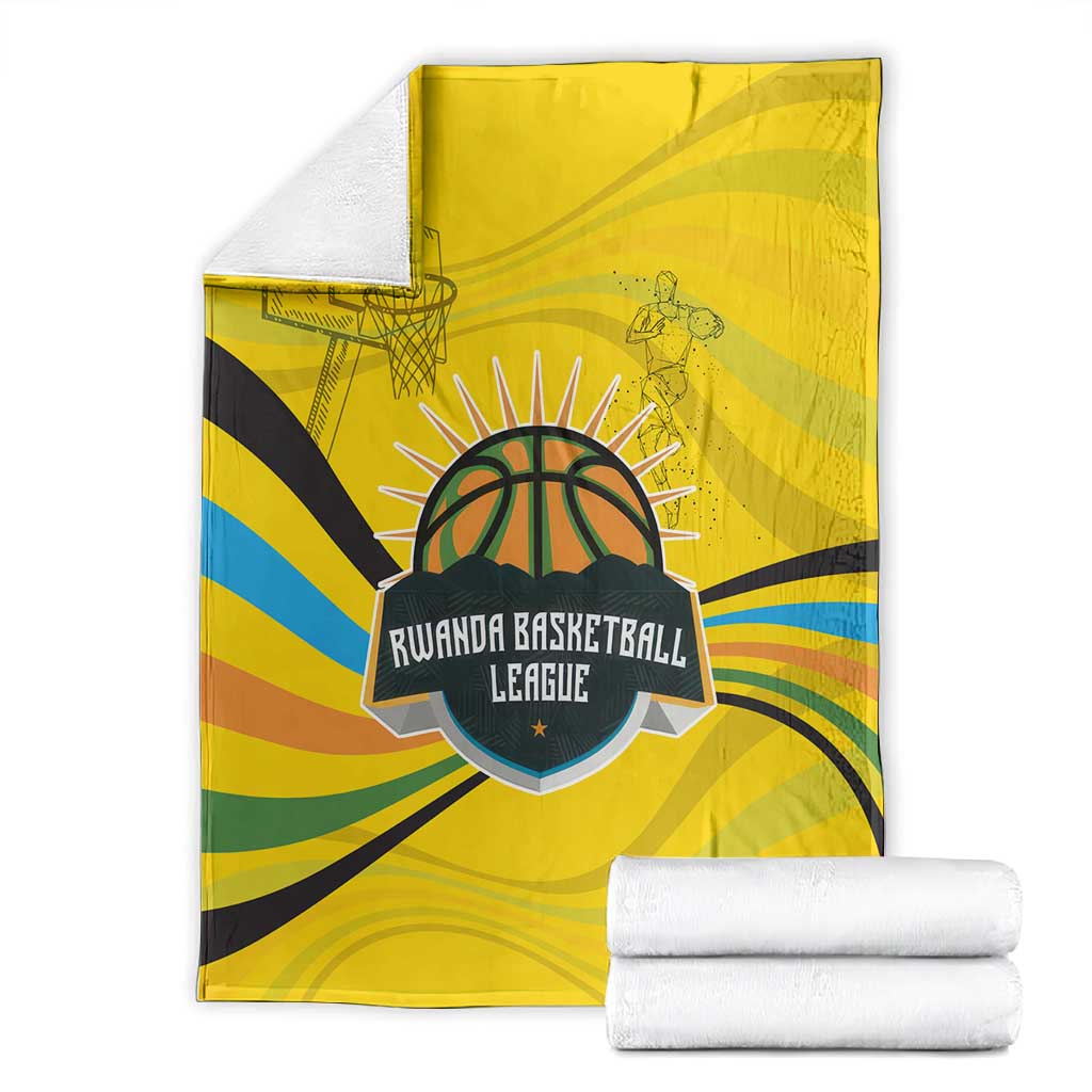 Rwanda Blanket with Basketball League Court Hoop Yellow Wave Spirit TS04