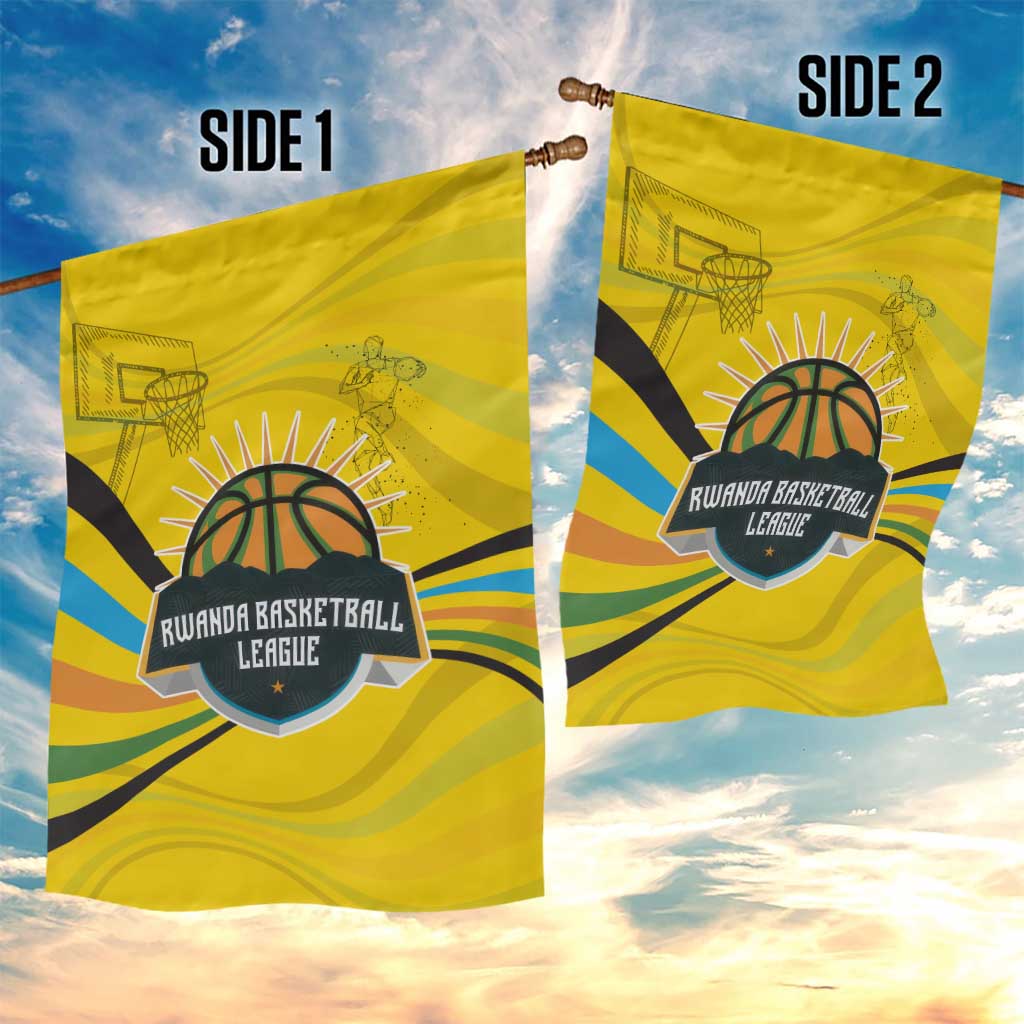 Rwanda Garden Flag with Basketball League Court Hoop Yellow Wave Spirit TS04