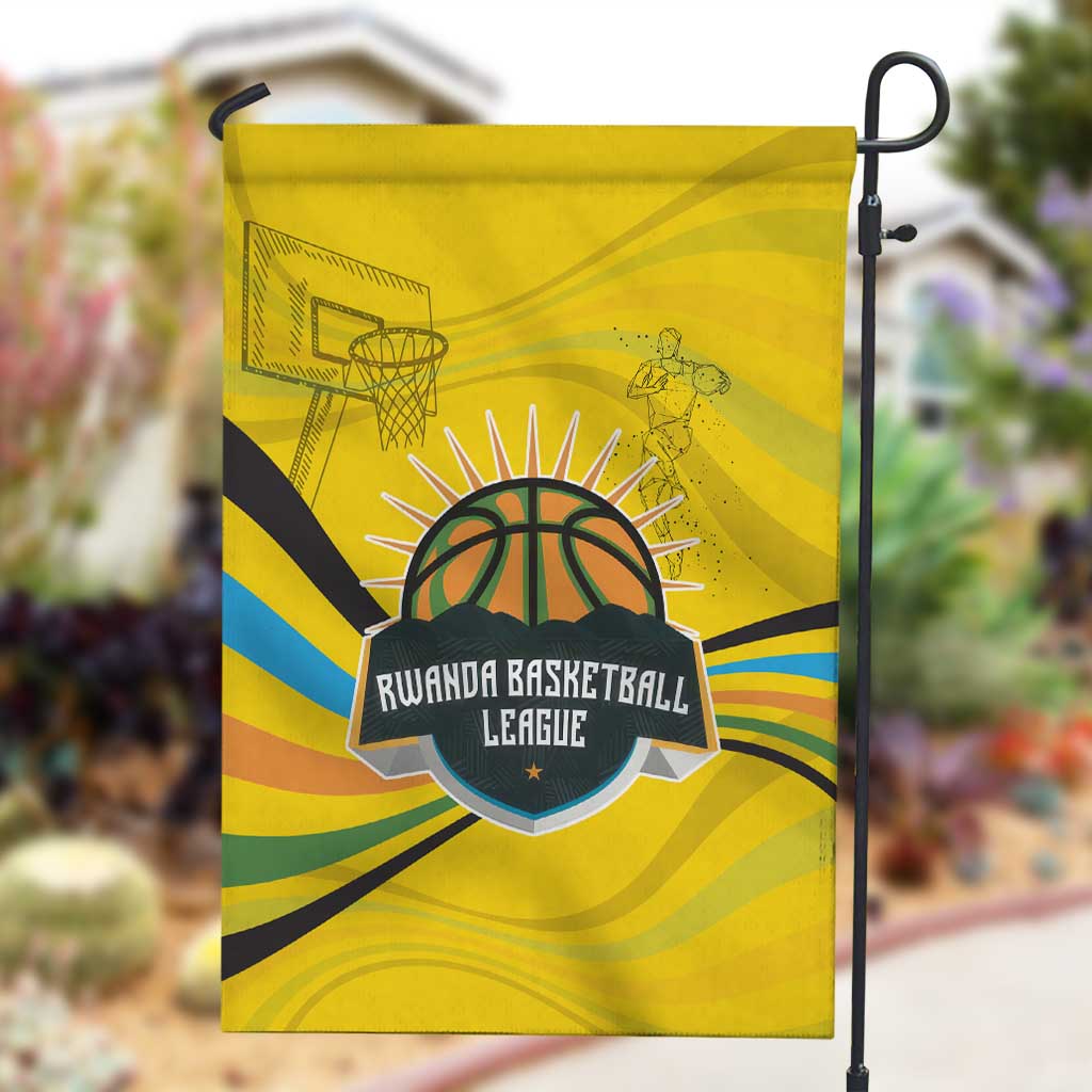 Rwanda Garden Flag with Basketball League Court Hoop Yellow Wave Spirit TS04