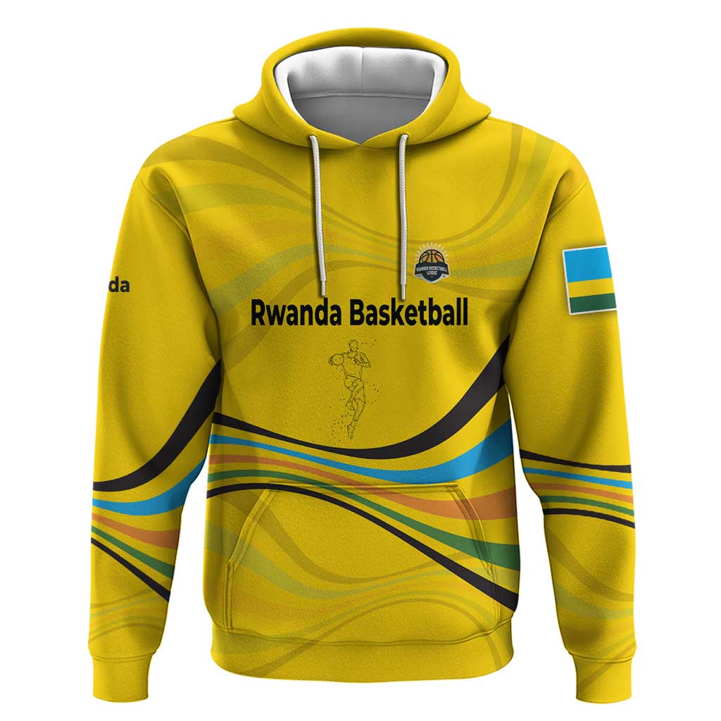 Rwanda Hoodie with Basketball League Court Hoop Yellow Wave Spirit TS04