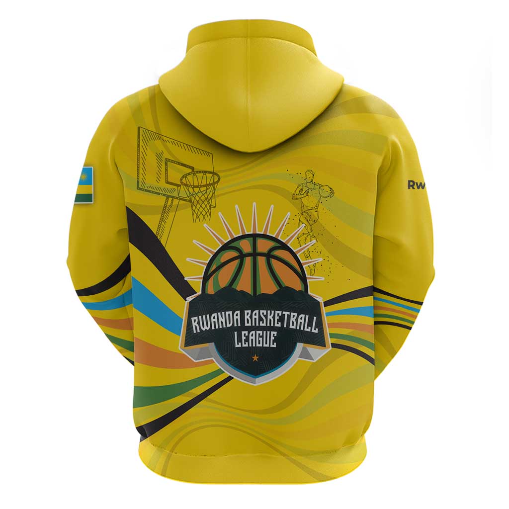 Rwanda Hoodie with Basketball League Court Hoop Yellow Wave Spirit TS04