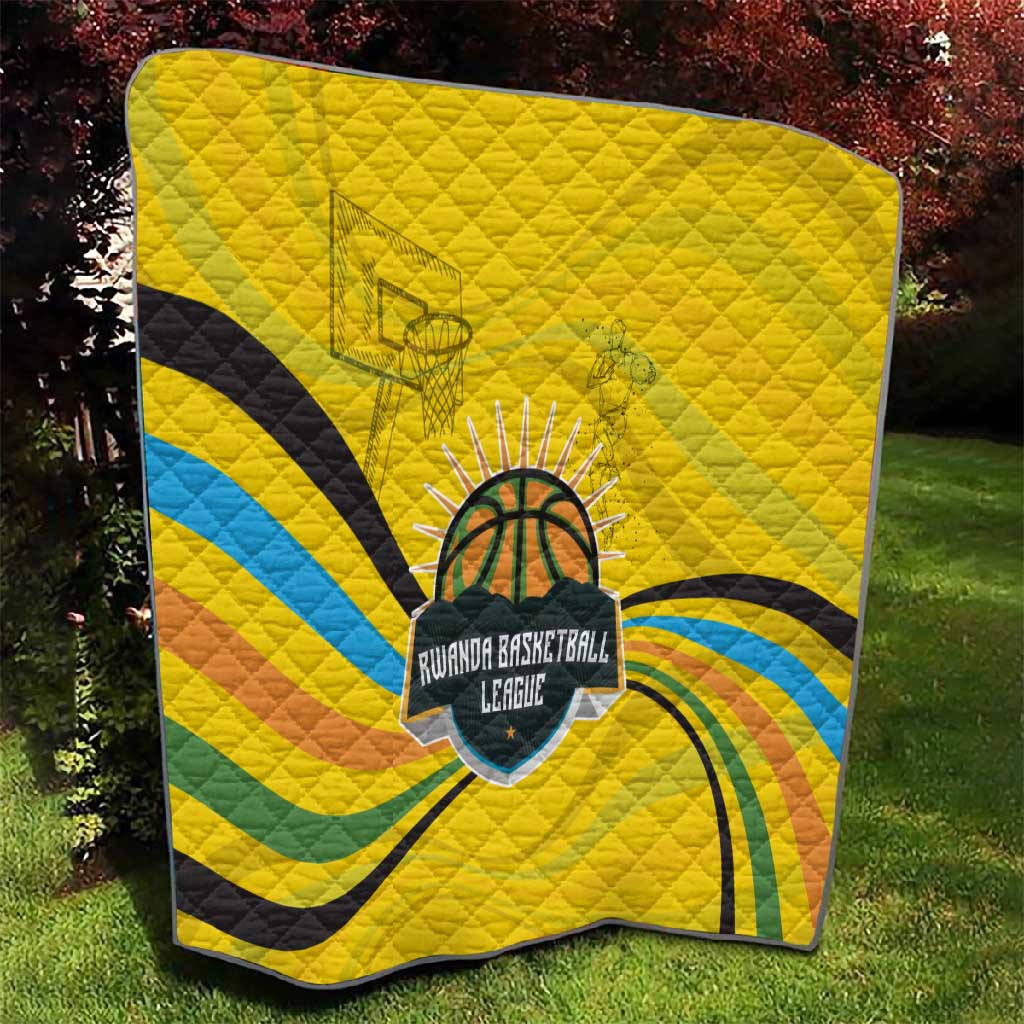 Rwanda Quilt with Basketball League Court Hoop Yellow Wave Spirit TS04
