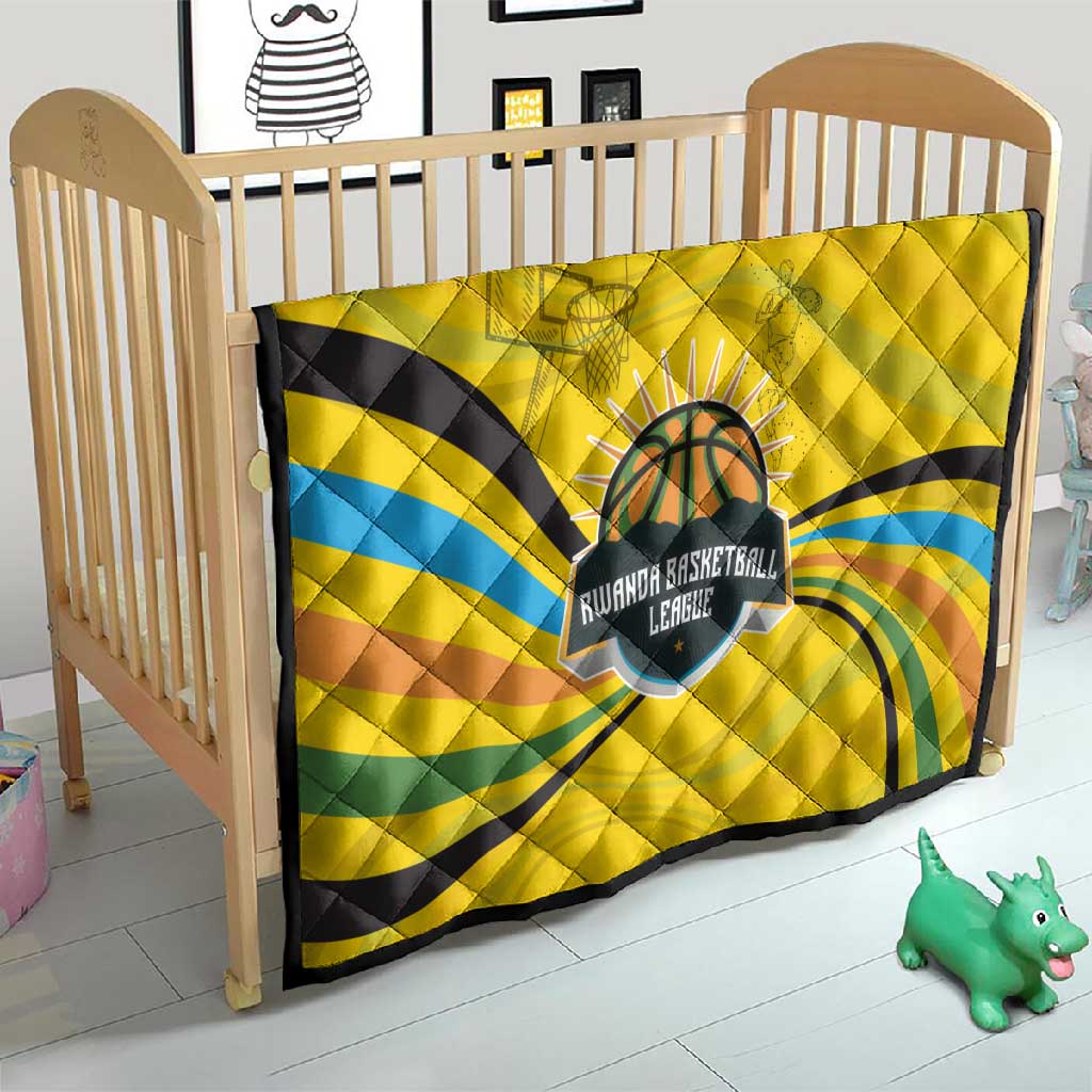 Rwanda Quilt with Basketball League Court Hoop Yellow Wave Spirit TS04