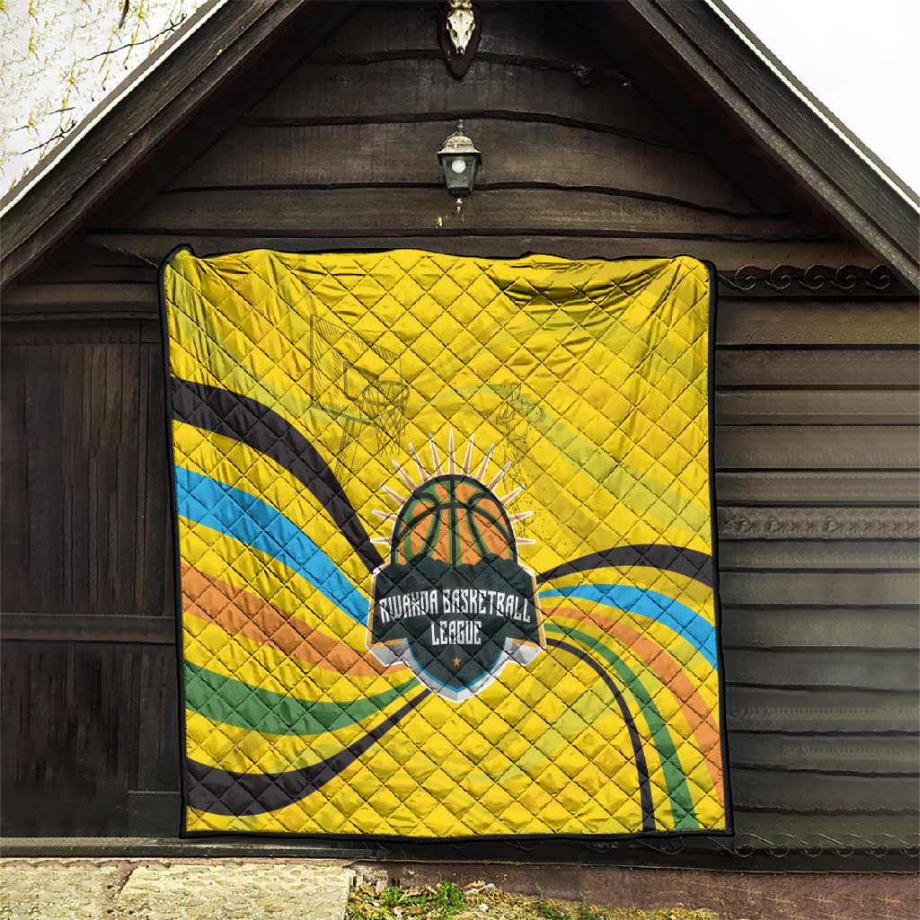 Rwanda Quilt with Basketball League Court Hoop Yellow Wave Spirit TS04